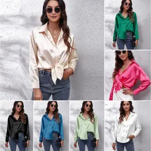 2025 Spring and Summer New Satin Shirt Women's Artificial Silk Long-Sleeved Shirt Top Women's Fashion Women's WearFashion women's wear