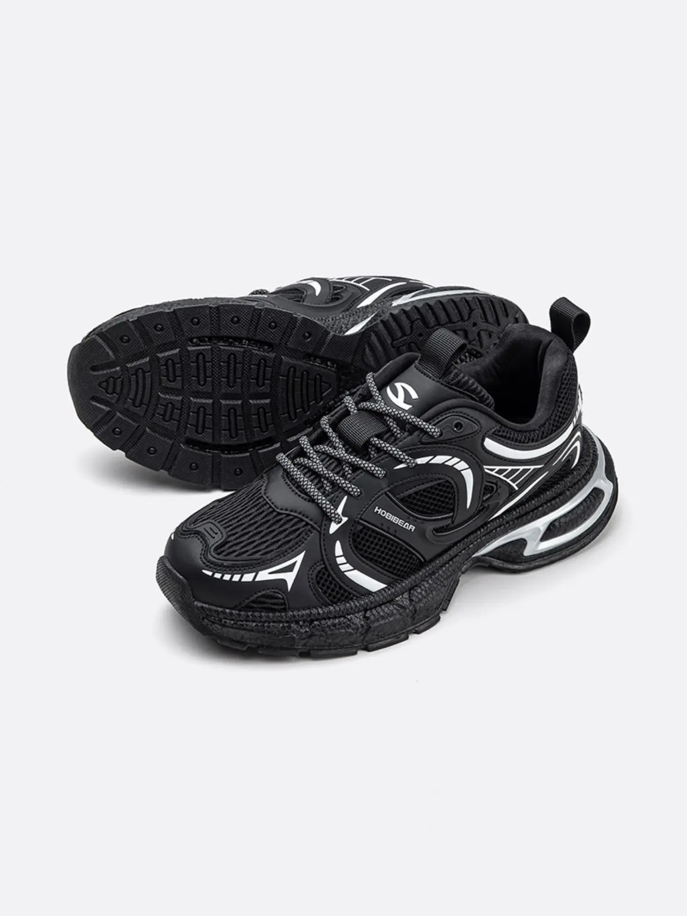 HOBIBEAR Men's shoes trend retro sports shoes men's running shoes black and white youth casual shoes Trainer Sneaker