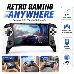 X9 Handheld Game Console, Rechargeable Portable Gaming Machine, 5.5 Inch HD Screen, Retro Arcade with 3500 Games, Home & Travel Use