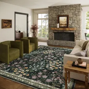 palohom Washable Rugs for Living Room Non Slip Low Pile Non Shedding Lightweight Soft Faux Wool Carpet Floral Area Rug for Kitchen Bedroom Dining Room Under Table Rug Runners for Hallway Entryway Stain Resistant Easy Care Indoor Home Decor