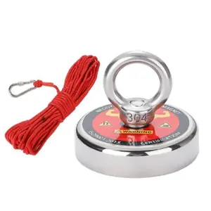 Force Fishing Magnet Set with Rope, Strong Magnet, 1 Piece, 1.90 Inches Diameter, Ideal for River and Magnetic Applications, Random Style