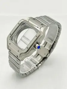 38mm Silver Color Stainless Steel Watch Case with 20mm Strap, Crystal, Fits Seiko Nh35/nh36/nh70/automatic Movement, Casual Style, All Seasons