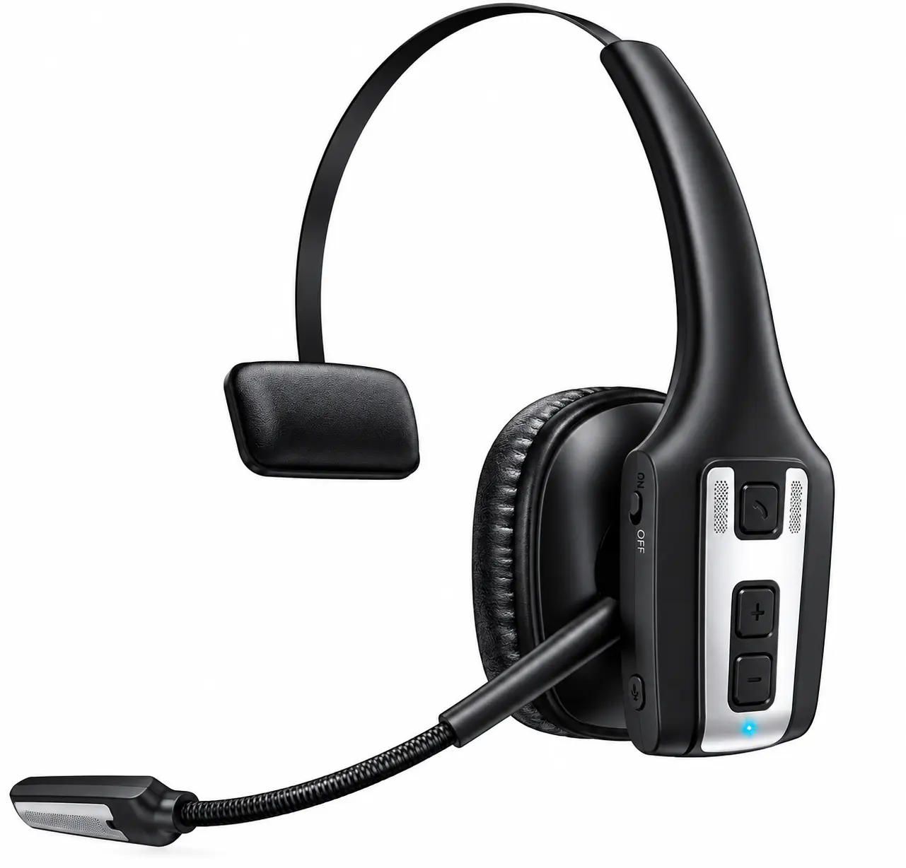 Wireless Bluetooth Headset with Call Noise Reduction, Portable & Lightweight, Stylish Design, Type-C Charging, Black, Dual-Device Connectivity, Compatible with Teams, Zoom & Skype for Office and Multi-Platform Calls