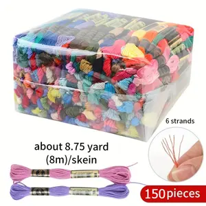 LOVIMAG Embroidery Thread Floss 150 Colors Skeins Friendship Bracelet String Making Bracelets Cross Stitch Kit Supplies Thin Yarn Sewing Patterns Cotton Strings Crochet Braces Wrap Rainbow Crafts Organiser
