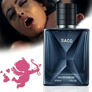 SACO Luxury Men's Perfume - 1.7 oz| Long-lasting fresh floral scent| Cologne, suitable for dates and casual wear| Enhances male charm and attractiveness| Features an elegant dark blue bottle with an angel design
