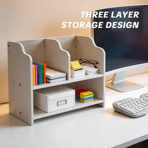 Desktop Organizer Shelf, Small Bookshelf for Office Desk, Free Combination Multi-Layer Storage Rack, Home Use Table Top Holder, Home Office Furniture