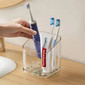 Toothbrush Holders for Bathrooms, 3 Slots Detachable Toothbrush Holder Wall Mounted with Divider, Removable Electric Tooth Brush and Toothpaste Holder Organizer for Bathroom Countertop/Kitchen/Office