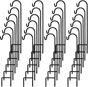 Ashman 35 in. Black Metal Shepherd Hook, Super Strong, Rust Resistant Hook (24-Pack)