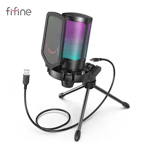 FIFINE A6V USB Gaming Microphone with Pop Filter & RGB