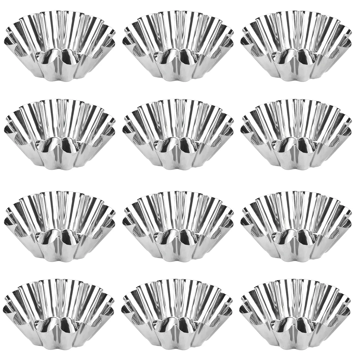 12-Piece Stainless Steel Tart Molds Set, Durable & Reusable Baking Tools, Baking Utensils Supplies, Bakery Supplies, Baking Accessories, Baking Essentials, Bakeware for Home Kitchen Use, Perfect for Making Pastries & Desserts
