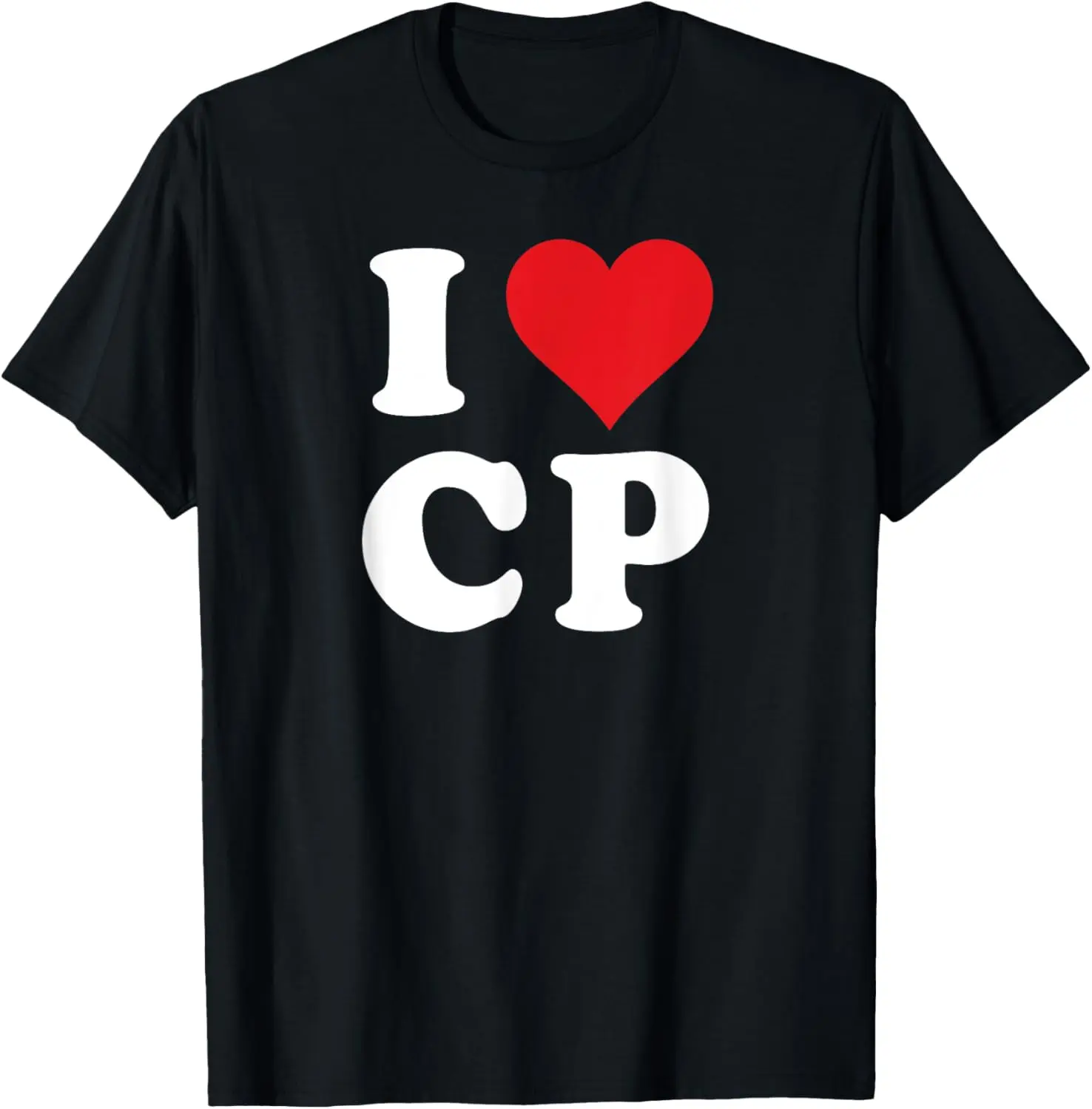 Women's Pure Cotton Crew Neck Short-Sleeve T-Shirt - Flexible Fit, "I Heart CP" Initials, "I Love C.P." Design, Machine Washable Tropical Print Casual Beach Top