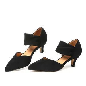 Low Kitten Heel Shoes For Womens Pointed Toe Ankle Strap Slip On Pumps Elegant Comfortable Party Wedding Bridal Casual Office Trendy Heels