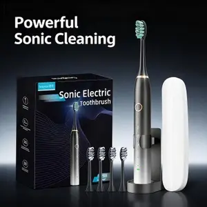 Deep Clean Sonic  - Rechargeable, 30+ Days Battery Life, IPX8 Waterproof, 5 Cleaning Modes, Includes 10 Replacement Heads & Travel Case, Perfect for Home & Travel oral care tools Medium Bristle Electric Toothbrush day