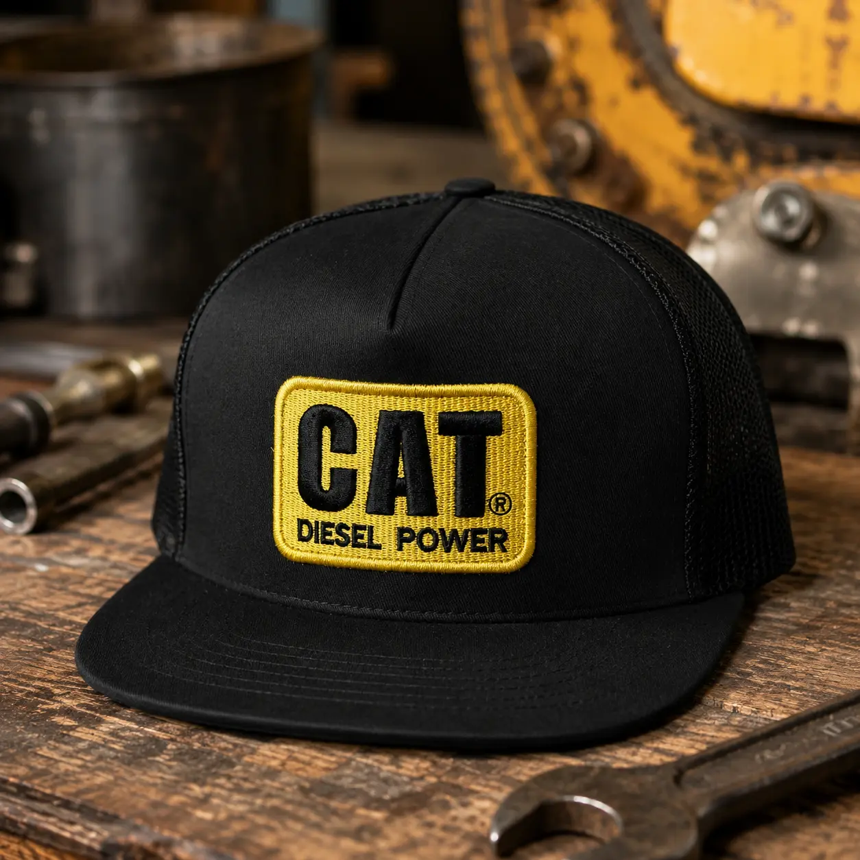[ BUY 2 FOR 1 PRICE ] CAT Diesel Power Trucker Hat, Black Embroidered Snapback Cap, Heavy Equipment Operator Hat, Construction Worker Gift, Mechanic Mesh Cap
