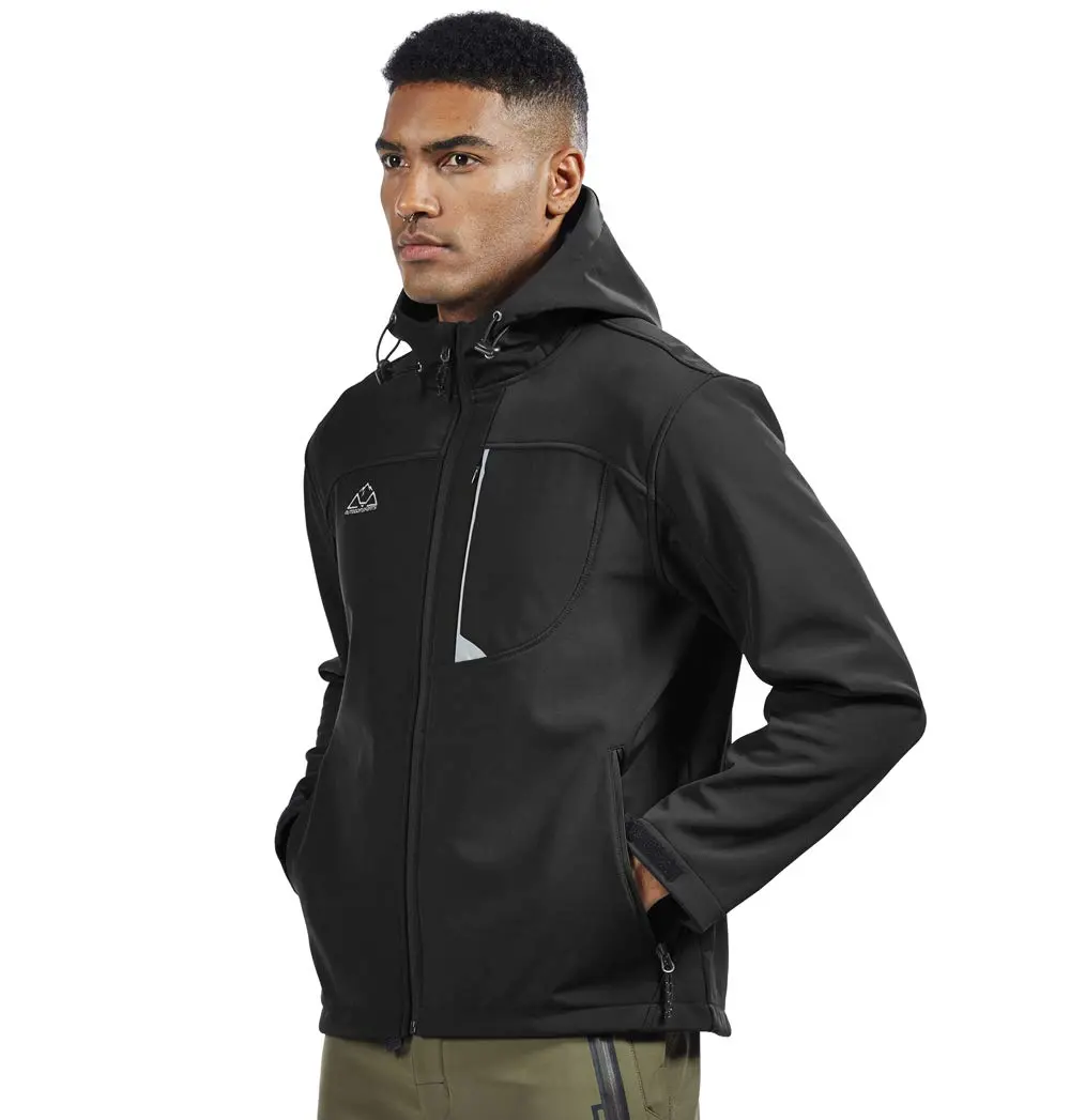 Men's Soft Shell Jacket Fleece Lined Waterproof Lightweight Hiking Hooded Winter Jacket