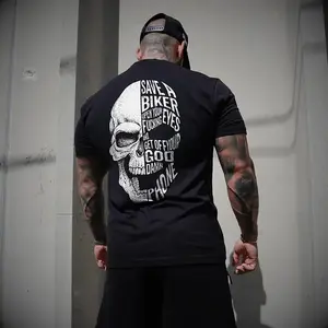 Men's Classic Unisex Cotton Fabric Short-Sleeve Crewneck T-Shirt - "Save A Biker Open Your Eyes And Get Off Your Damn Phone" Graphic, Vintage Casual Streetwear Shirts Top