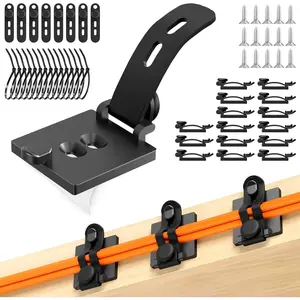 Clips Management Kit, 15  Holder With  Cord Ties, 15 Nylon Zip Tie, Extra 15 Screws & 8 Adjustable  Straps For Workspace Organizers PV  TV Under Desk Wire Setup