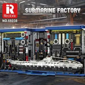 Reobrix Submarine Factory Building Block Model No66038 Industrial Scene Toy Bricks For Building Enthusiasts Collectible Decoration Hobby Assembly Toy Mechanical Design