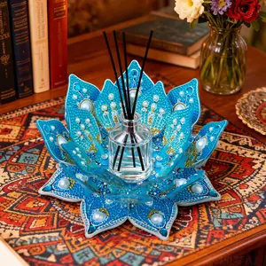 DIY Diamond Painting Candle Holder Kit – Lotus-Shaped Acrylic Aromatherapy Decor | Craft Gift for Women Men | Mother's Day Father's Day Wedding Festival Home Decoration