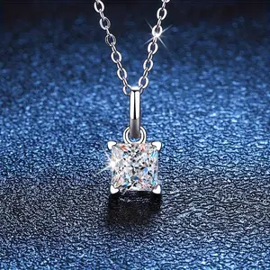 Princess Cut D-Color Moissanite Necklace - Minimalist Necklace For Birthdays, Parties, And Anniversaries