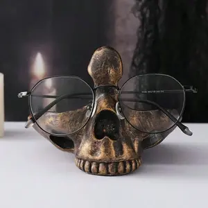 Skull Shaped Eyeglasses Holder, Stylish Spectacles Stand, Unique Desktop Home Tabletop Decor for Daily Use