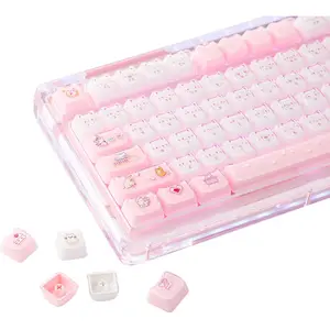 Cute Cat Keycap Set, Mao profile, PBT/PC material keycaps, suitable for MX-axis mechanical keyboards, compatible with 60%, 65%, 75%, TKL, 96%, full-size layouts (Mewsic)