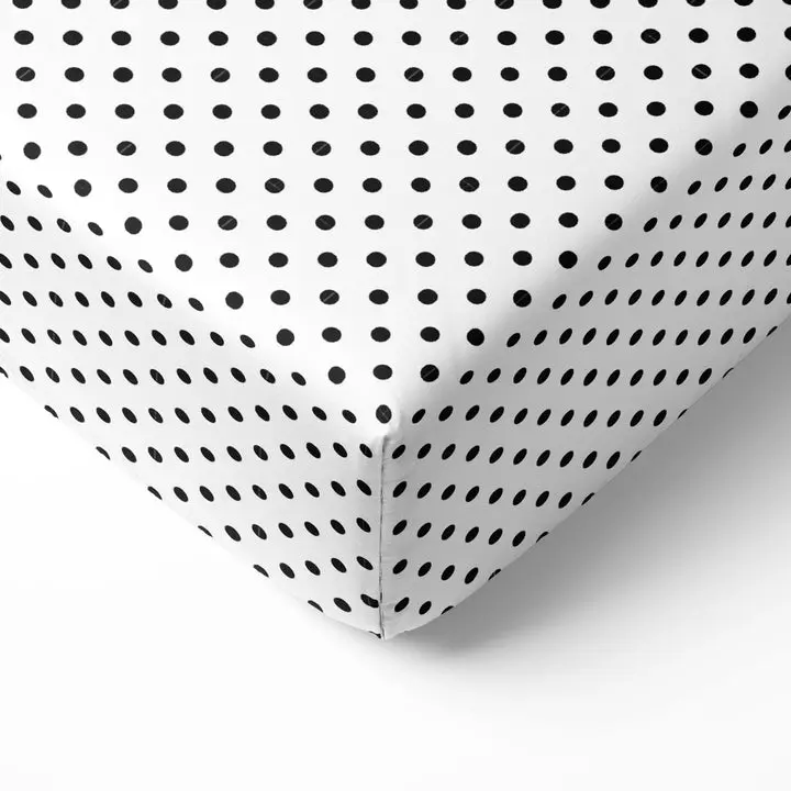 Bacati Pin Dots 100% Cotton Percale Fitted Crib Sheet – Black on White