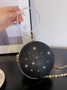 Women's Elegant Glittering Geometric Ball Design Evening Bag, Exquisite Trendy Chain Strap Shoulder Bag, Fashionable Handbag for Party Decoration