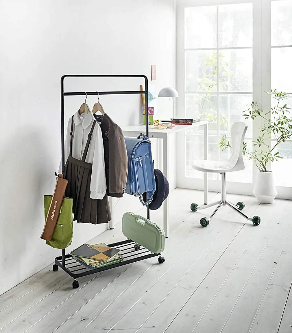 Kids' Steel Rolling Clothing Rack - 45" H Portable, Stand-Alone, Vertical Hanging Coat Rack, Hanging Coat Racks