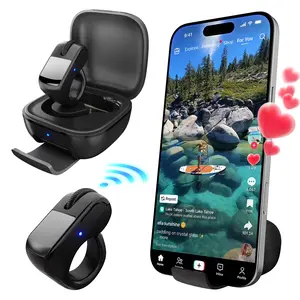 Bluetooth Air Finger Ring Mouse Smartphone Accessory - Digital Mobile Selfie Remote Control, PowerPoint Page Turning, Web Browsing Compatible with iOS, MacOS, Android, Windows