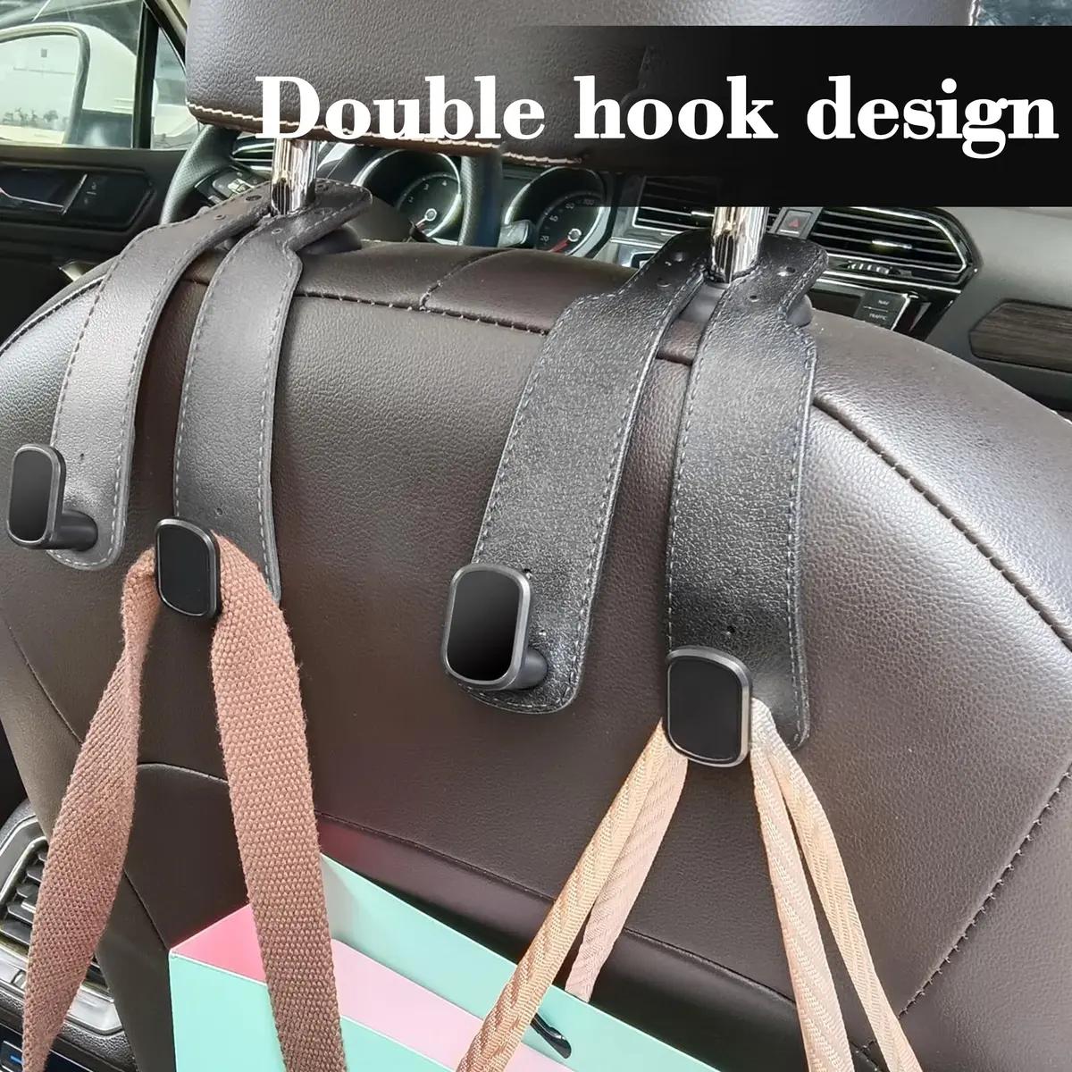 4 Counts Car Seat Headrest Hook, Improved Car Seat Back Double Hooks, Car Purse Hook, Hooks for Purses, Bags and Mobile Phones, Car Organization Accessories