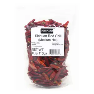 Natruen Whole Dry Szechuan Chinese Red Chili Pods 4oz (Medium Hot), Facing Heaven Chili, Spicy Sichuan Dried Red Hot Chilies for Chili Oil, Paste