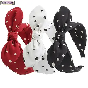 Women's 3-Pack Wide Bow Headbands - Polka Dot Rabbit Ear, Plain, Soft Stretchy Non-Slip Female Hair Accessories for Daily Wear, Party Styling, Headband Hairstyles