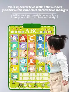 100 Words Interactive ABC Wall Poster, Educational Learning Toy,talking toy, Perfect Interactive Birthday Gift for Toddlers, Preschool Prep