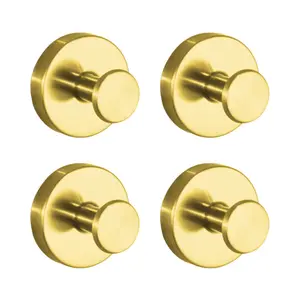 Golden Stainless Steel Copper-Plated Drainless Suction Cup Hooks - 2-Pack Wall Mounted, Strong, Durable, Detachable, Reusable Bathroom Towel Holders, Wall Mounted Hook, Towel Hook