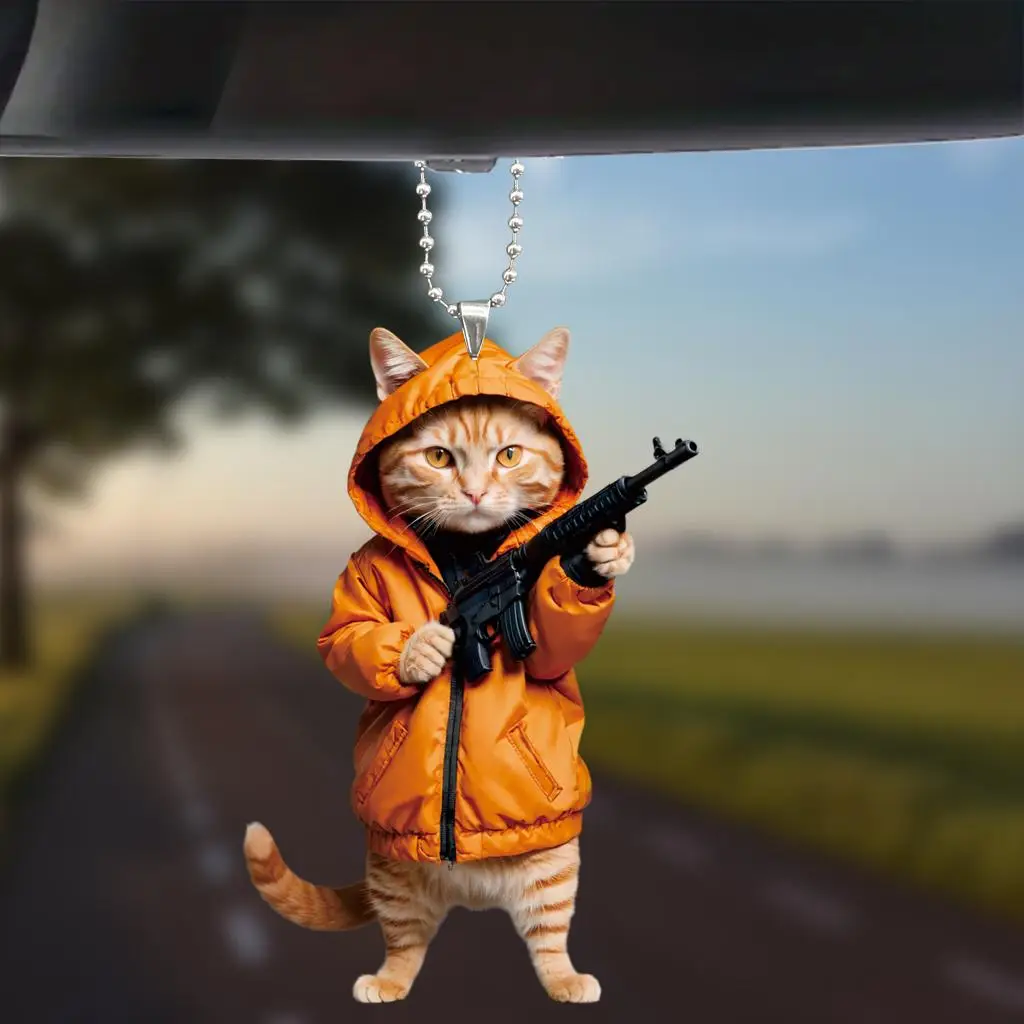 Cute Cartoon Cat Hanging Ornament, Car Interior Decoration, Car Rearview Mirror Pendant, Acrylic Decorative Accessories for Bags & Cars, Automotive