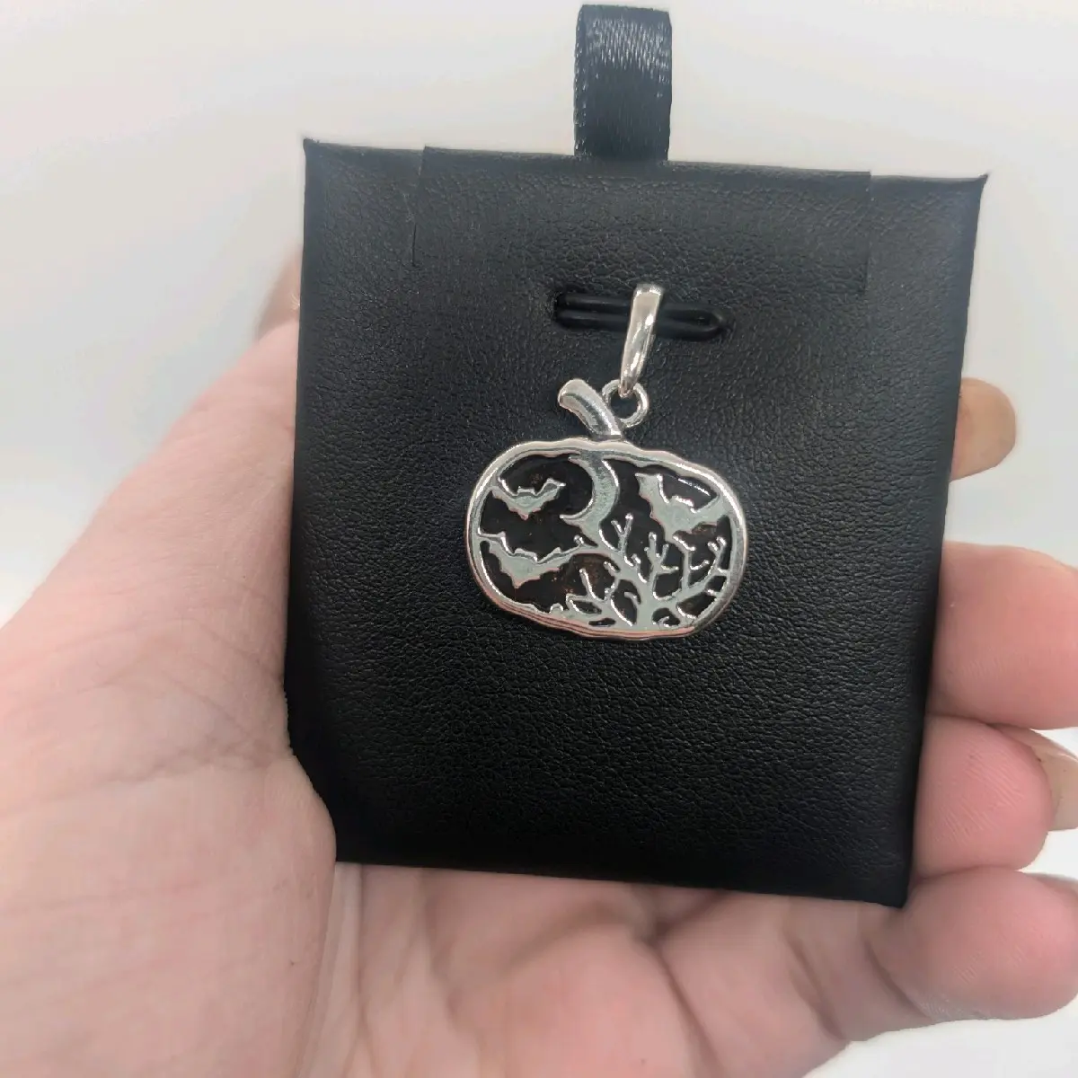 Sterling Silver Baltic Amber Pumpkin Pendant