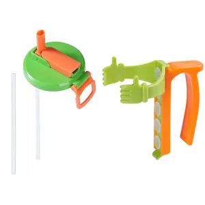 PopLid Upgraded Soda Can Lids with Handle & Straws (4 Pack) – BPA Free, One-Touch Open, Leakproof Non-Slip Reusable Beverage Can Cover for Soda, Juice & Canned Drinks