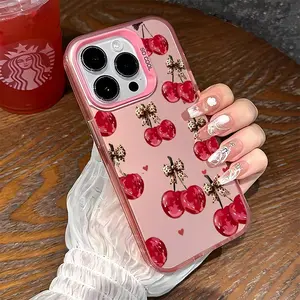 Leopard print bowknot cherry Pattern Acrylic TPU mobile phone case for iPhone 17AIR 16ProMax 15 14 13 12 11 Plus cases camera full protector fashion high quality design fingerprint resistant gift anti drop durable Bow cute cartoon monkey design