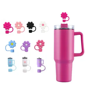 Cup-shaped straw dust cap, Daisy Flower Silicone Straw Sleeve/Tip, Soft Silicone Dustproof And Dirtproof Cover For Drinking Straw Tumbler Straw Lid, School Supplies,Back To School, Straw Spout Lid