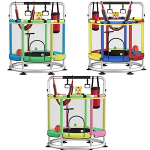 Kids Outdoor Trampoline 55 Inch Toddler Trampoline with Fence, Seamless Safety Design, 440 lb Capacity for Indoor and Outdoor Use