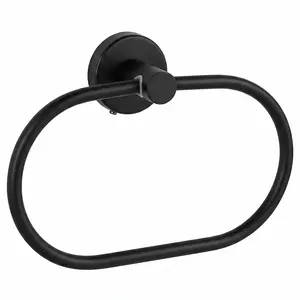 304 Stainless Steel Black Towel Ring | Oval, Minimalist, Premium Design | Bathroom Towel Holder