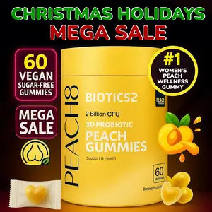 Peach Gummies for Womens MAX Formula PLUS 2x Billion Probiotics 4x Herbal Supplements Saw Palmetto, Black Maca, 8x Vitamins for Women's Support | Sugar-Free Vegan 60ct