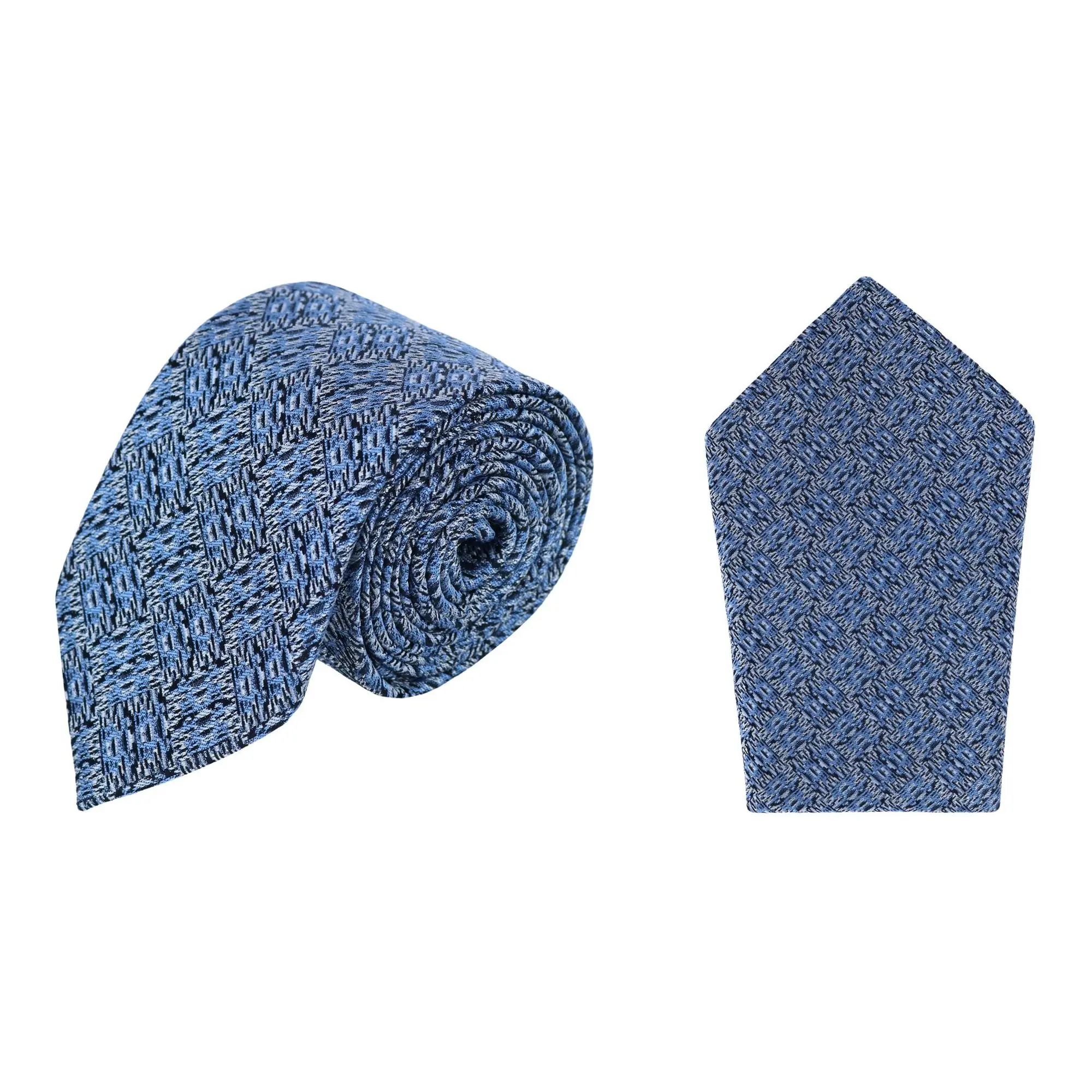 Trafalgar Benito's Blue Basketweave Silk Necktie & Pocket Square Bundle, Ties
