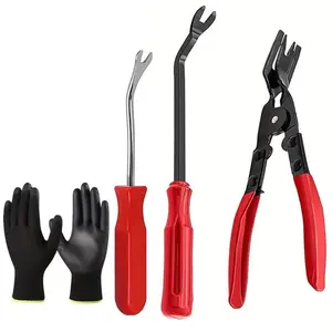 🛠️ 3PCS Car Clip Removal Tool Set + Free Gloves, Interior Panel Repair Tools, Door Panel Dashboard Maintenance Kit, Automotive Maintenance Tools