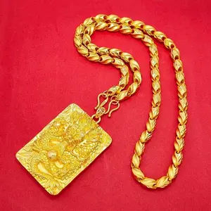 Trendy Hip Hop Dragon Pendant Necklace, Bamboo Dragon Domineering Big Boss Pendant, Cuban Link Chain, Gothic Vintage Dragonfly Costume Jewelry, Valentine's Day Gifts for Men and Women