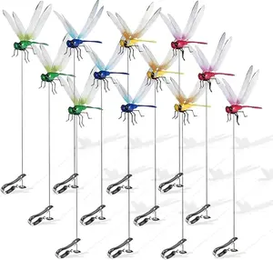 12PCS 3D Dragonfly Clips Outdoor Decor, Natural Insect Repellent, Fake Dragonfly Rod Clips for Garden Patio Yard Lawn, Hat Clips for Camping Fishing, Trending Outdoor Decor 2026, Garden Ornaments Yard Decor Aesthetic Outdoor Accessories
