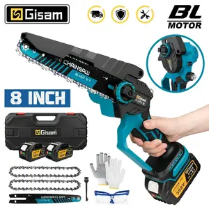 Gisam 8 Inch Brushless Electric Saw Cordless Electric Chainsaw Woodworking Garden Pruning Saw Tools For Makita 18V Battery Pins