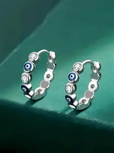 Vintage Evil Eye Design Hoop Earrings, Fashionable Rhinestone Decorated Earrings for Women, Trendy All-match & Exquisite Jewelry for Birthday Gift, Statement Earrings