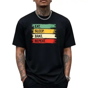 Eat Sleep Bake Repeat Pastry Chef Gifts Baker Bakery Baking T-Shirt, Loose Fit New Unisex Short Sleeve T-Shirt, Casual And Comfortable, 100%, S-XXXL, Plus Size